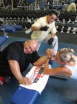 Competing in an arm-wrestling competition is probably not ideal in a pre-race week. Photo provided by Bree Wee. Competing in an arm-wrestling competition is probably not ideal in a pre-race week. Photo provided by Bree Wee.