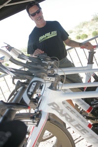 bobparlee Bob Parlee of Parlee Bikes, watching over a fleet of his 2010-painted TT rigs.