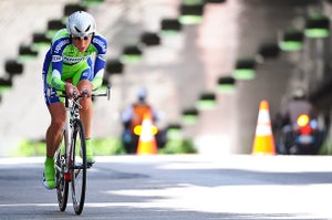 CG1_2288 Chrissie Wellington wore a Team Liquigas cycling kit in her time trial race. Photo: Nils Nilsen