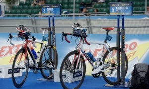transitionarea Try to find a way to make your bike stand out so you don't lose it in the sea of bikes on race day.