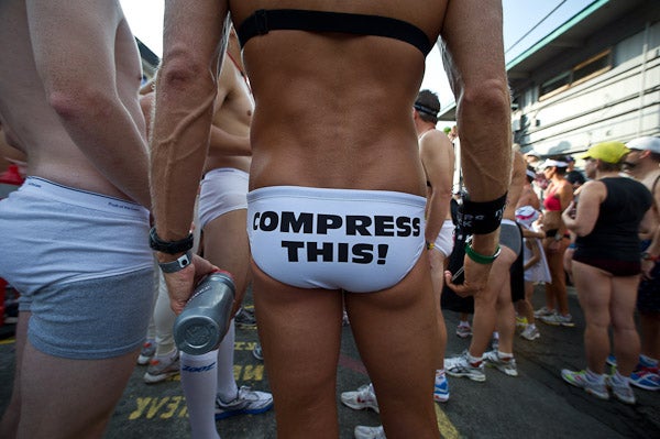 Michael Lovato's take on compression wear. Photo: Nils Nilsen