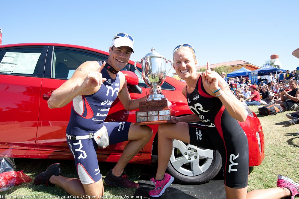 Andy Potts and Sarah Haskins won the Cup in 2011. Photo: Life Time Fitness Series Race to the Toyota Cup/Eric Wynn