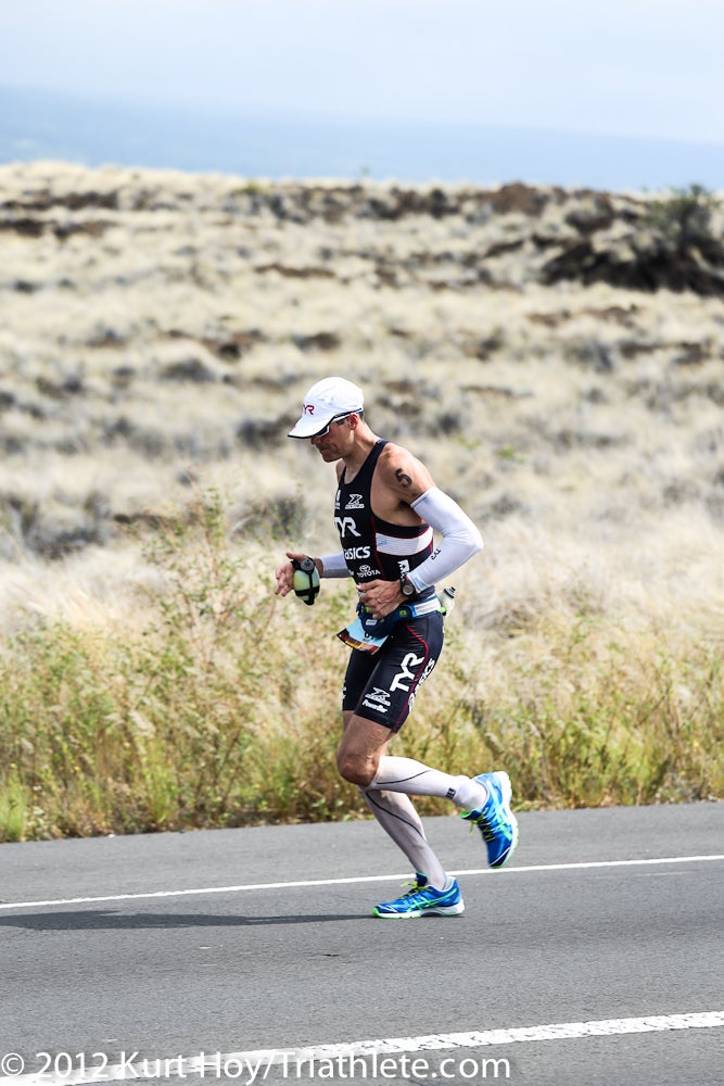 Andy Potts races in compression socks. Photo: Kurt Hoy