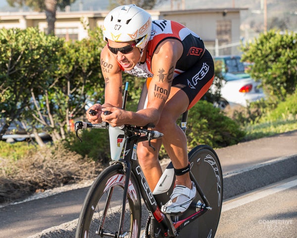 Boecherer rode his way to the front in Oceanside and started the run with a four-minute lead. Photo: Paul Phillips