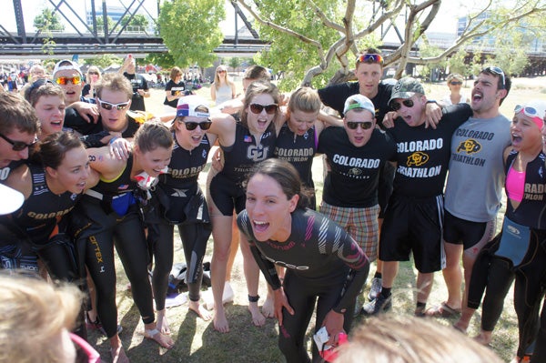 The CU Boulder team gets pumped up before the race. Photo provided by CU Boulder