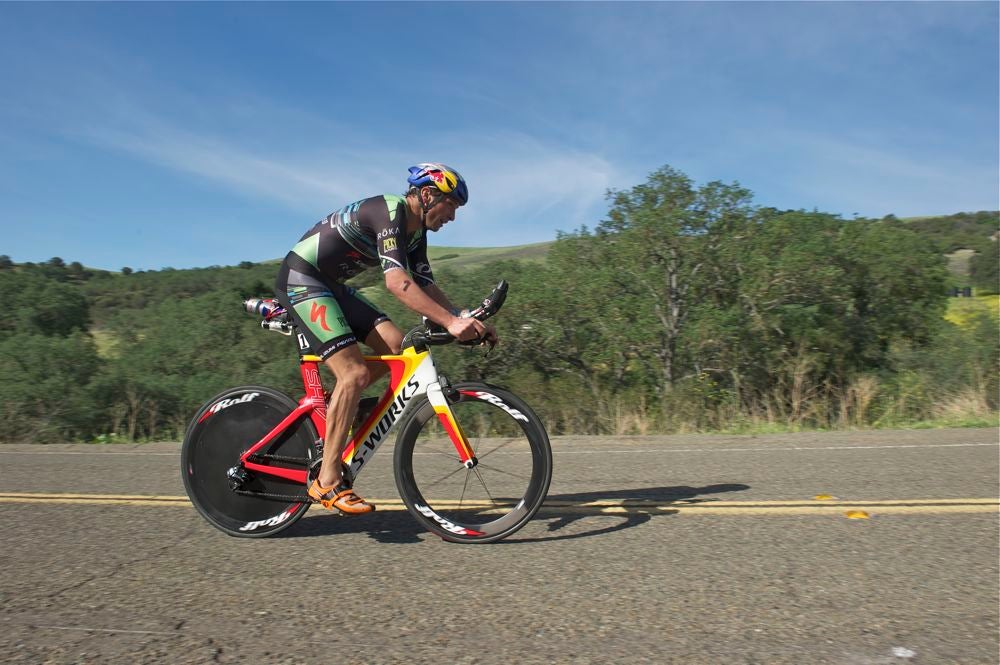 Thomas is now a four-time Wildflower Long Course Triathlon champ. Photo: Aaron Hersh