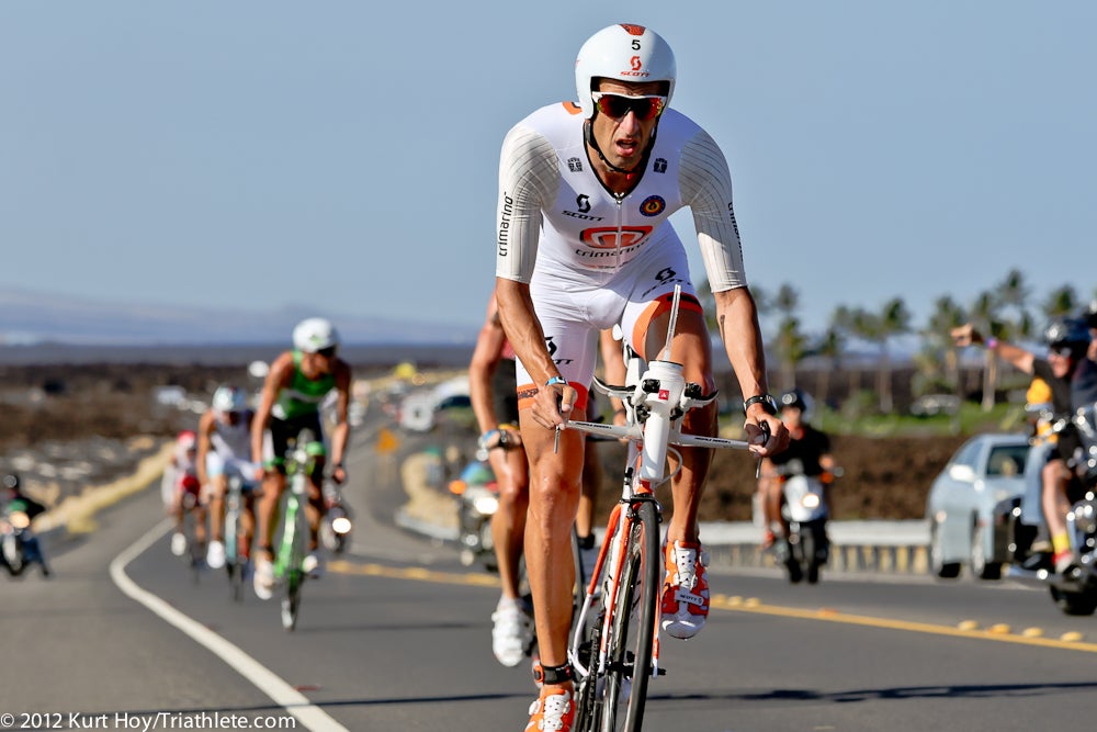 Marino Vanhoenacker led much of the 2012 Ironman World Championship. Photo: Kurt Hoy