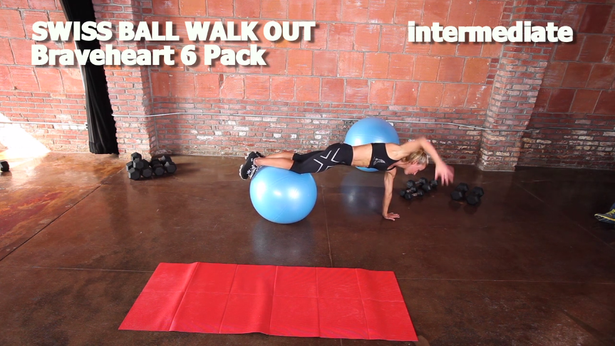 In this video from the 6-Minute 6-Pack workout series, elite athlete and trainer Lesley Paterson demonstrates three variations of the Swiss ball walk out exercise for core strength.