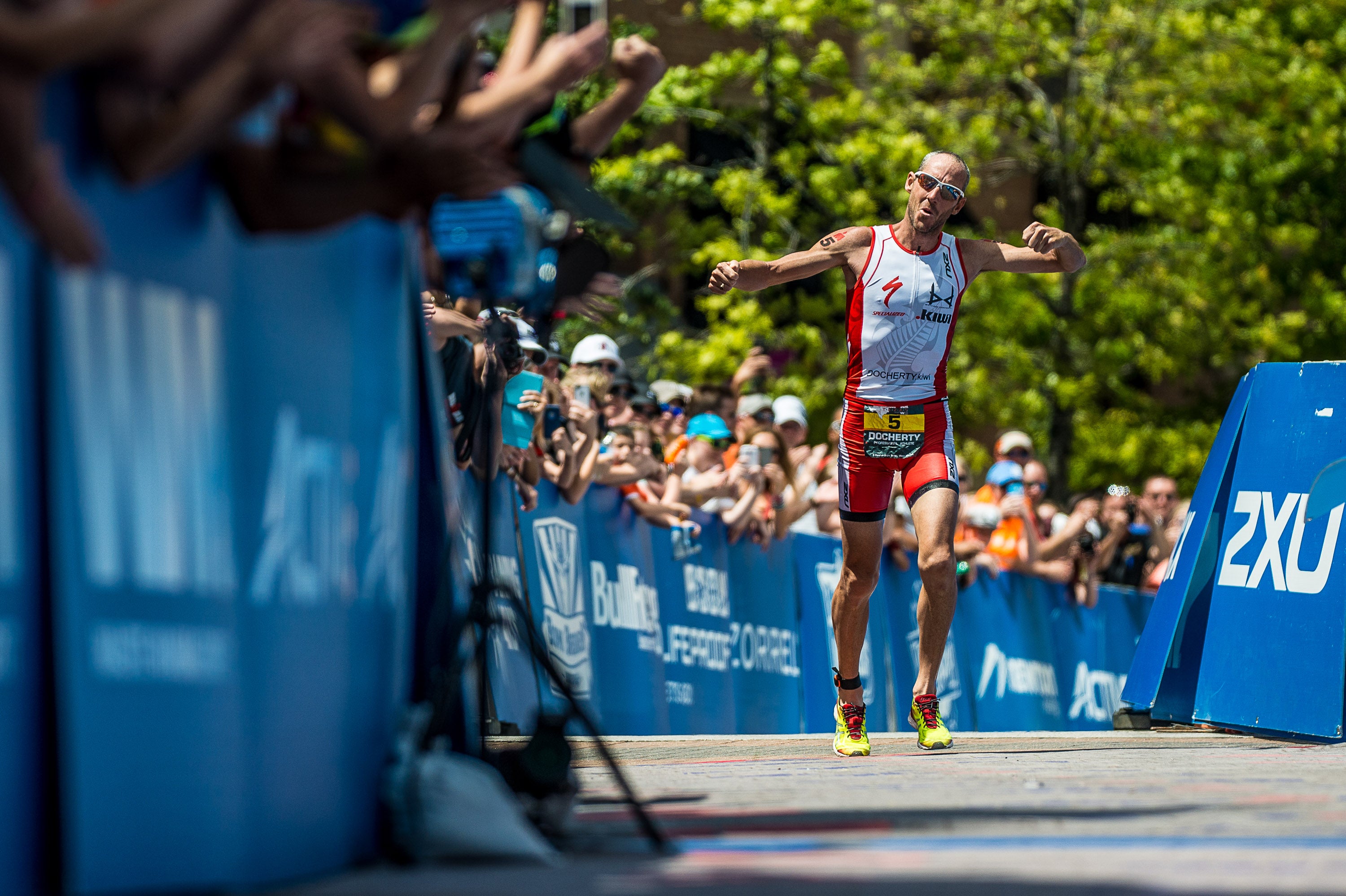 Docherty on his way to the win at Ironman Texas in May of 2014. Photo: Nils Nilsen/IRONMAM