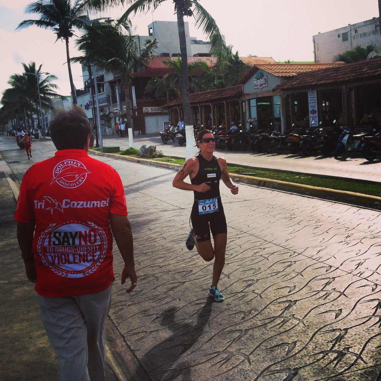 Spirig has been triathlon training with coach Brett Sutton for the past few weeks in Cozumel,and competed in a local race during the Taste of Cozumel festival last weekend. Photo: Jené Shaw