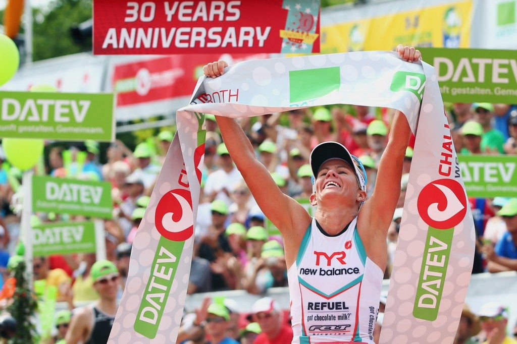 Carfrae celebrates her victory. Photo: Getty Images