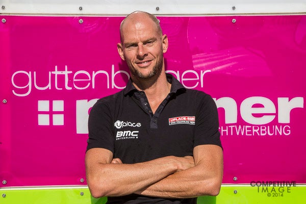 Bockel at the Roth finish line. Photo: Paul Phillips/Competitive Image/<a href=http://twitter.com/compimagephoto>@Compimagephoto</a>