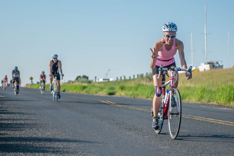 Athletes compete at the 2014 TriRock Colorado triathlon. Photo: Kevin Thompson/TriRock
