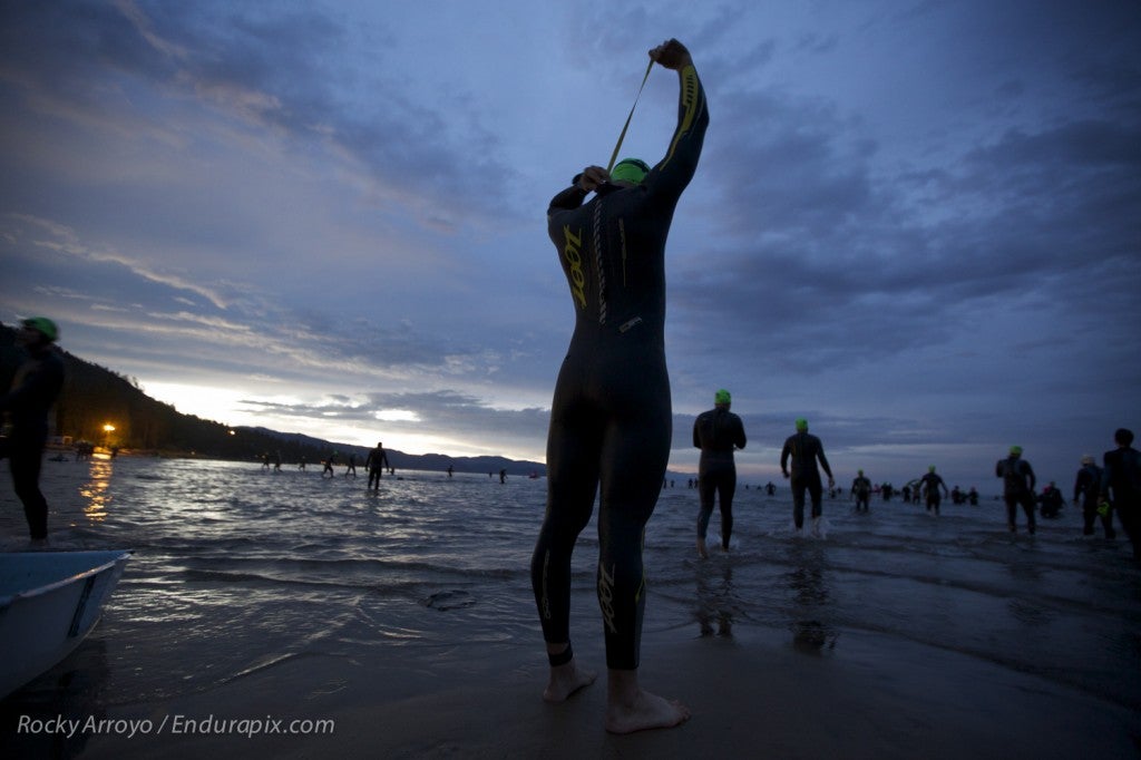Athletes prepare for Ironman Lake Tahoe before the cancellation was announced. Photo: Rocky Arroyo