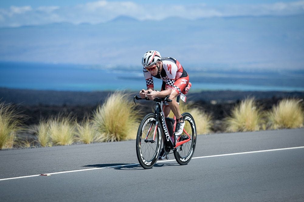 Hoffman on his way to second in Kona. Photo: John David Becker