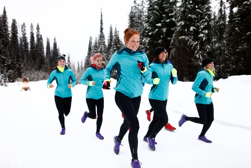 Findlay enjoys a cozy cold weather run at the Nike sponsored Project North running event in Canada’s Bugaboo Mountains.