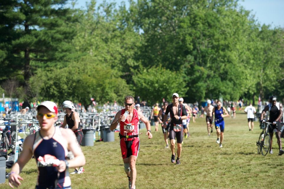 Athletes compete at the TriRock Philadelphia Triathlon. Photo: Aaron Hersh