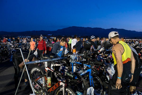 Athletes prepare ahead of Ironman 70.3 St. George. Photo: Paul Phillips/Competitive Image