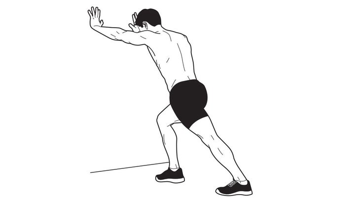 Straight-leg calf stretch is a great Achilles Tendinitis Exercise.