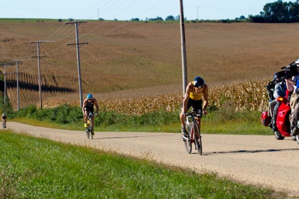 Athletes climb at Ironman Wisconsin. Photo: Larry Rosa