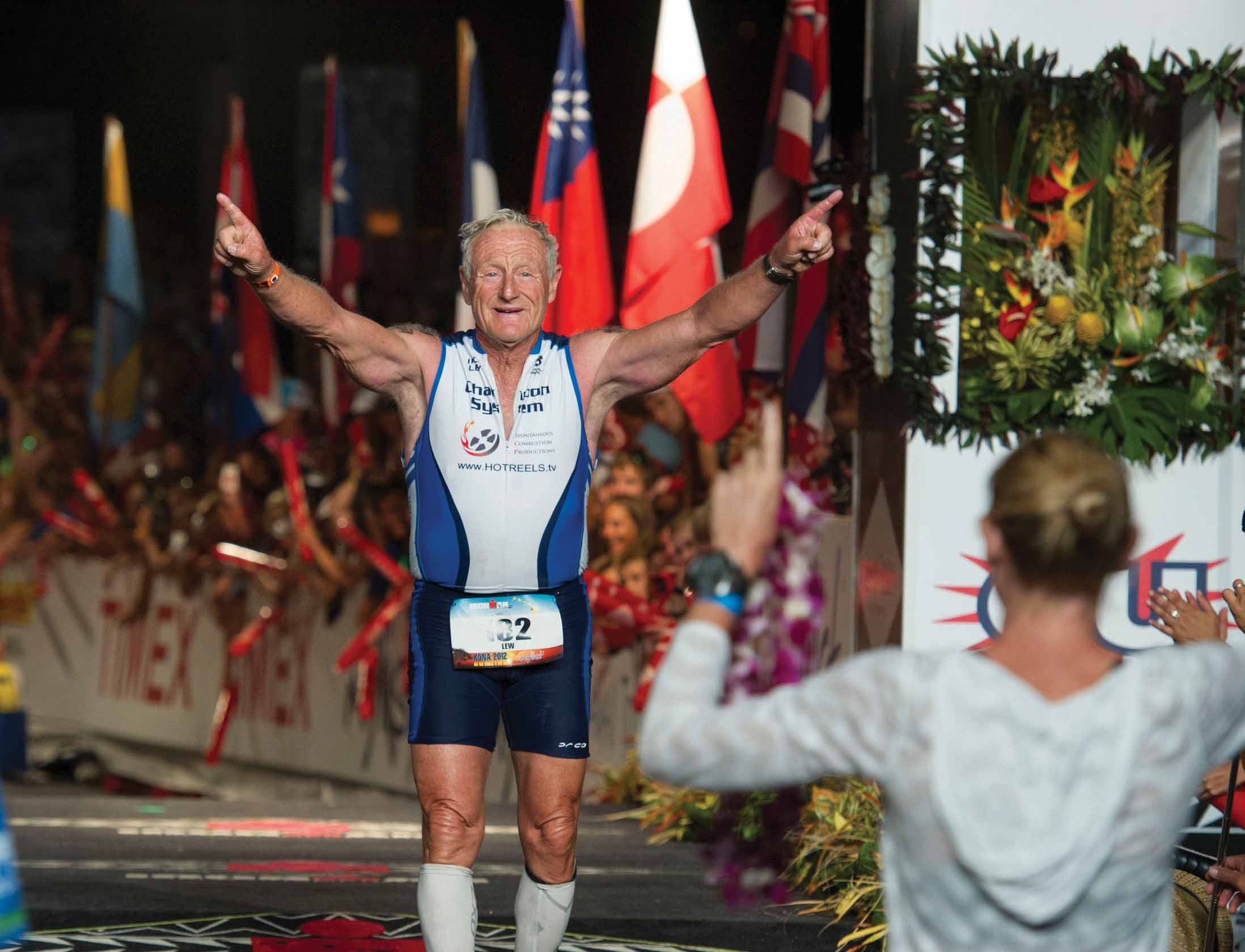 Lew Hollander celebrates his finish at the 2012 Ironman World Championship. Photo: Eric Lars Bakke / Endurapix