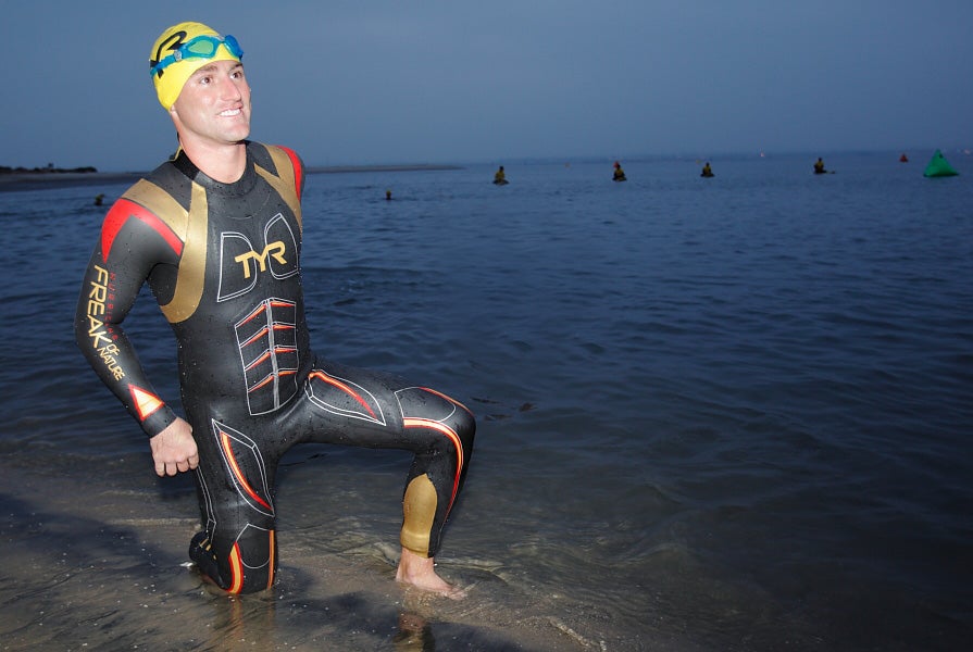 Eric McElvenny at the 2013 Seal Sprint triathlon. Photo: James Cassimus