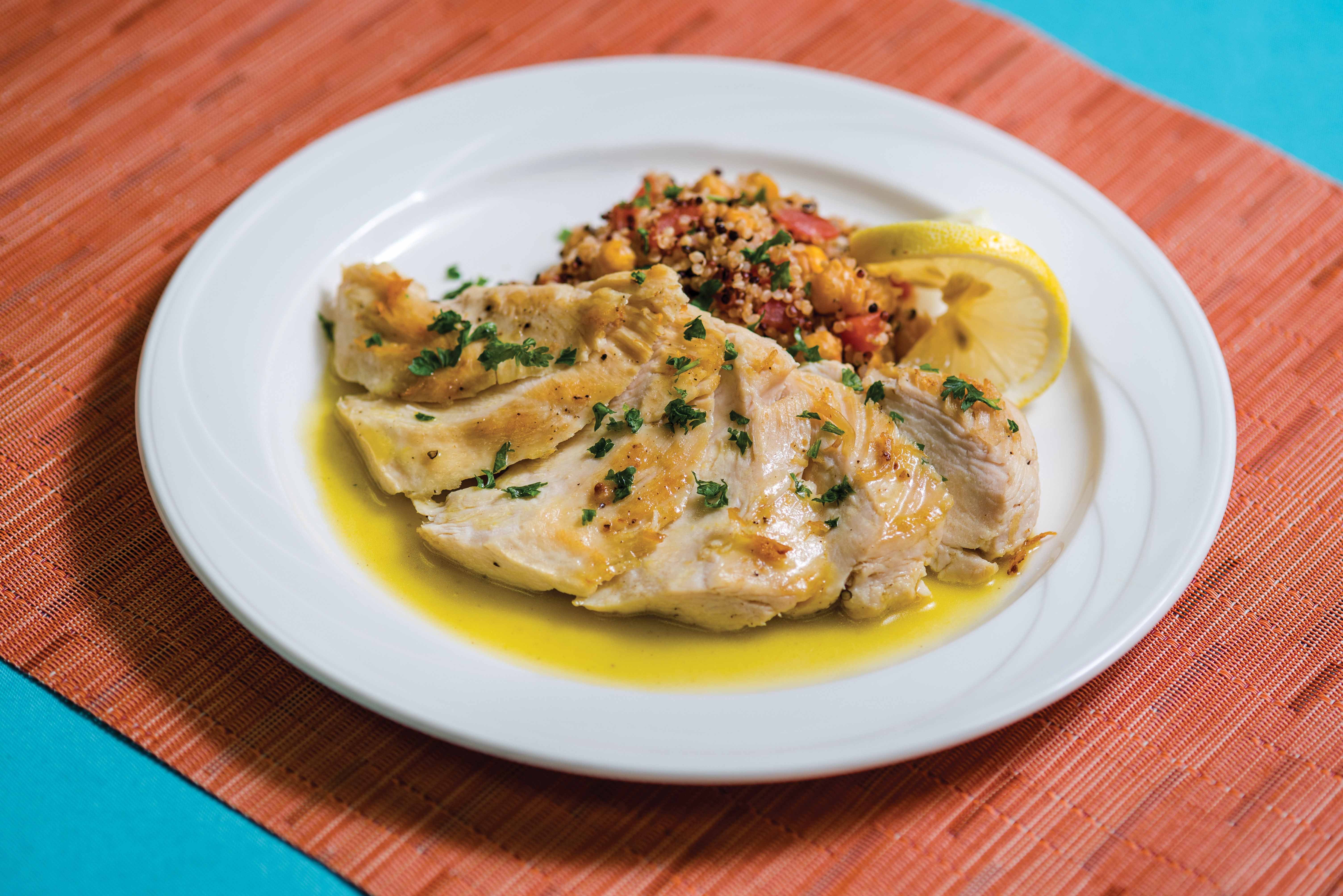Pan-Seared Chicken With Lemon-Honey Vinaigrette<br>Photo: Paulius Musteikis