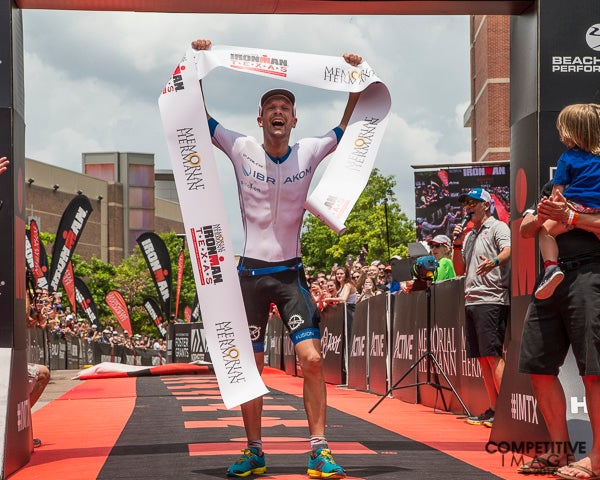 Patrick Lange gets the Ironman win in his debut at the distance. Photo: Paul Phillips/Competitive Image/@Compimagephoto