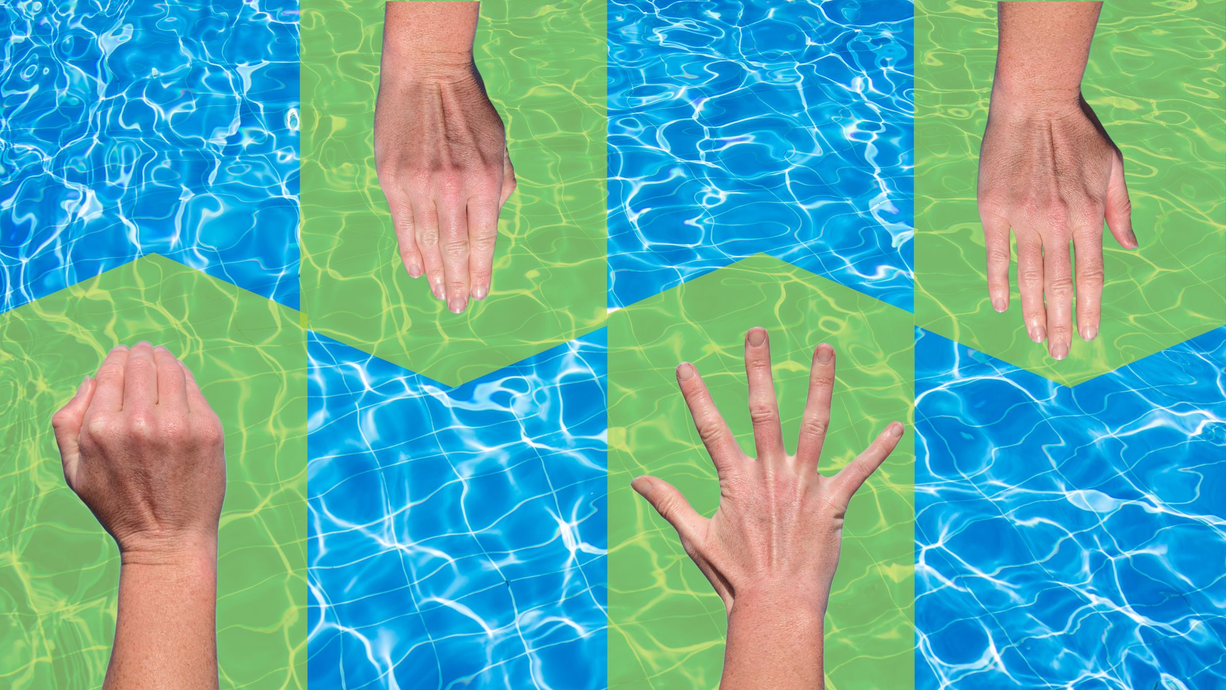 A triathlete demonstrates the best hand position for swimming