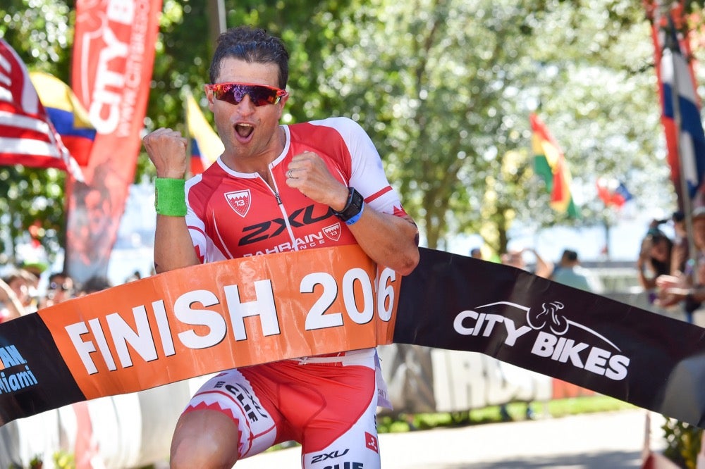 Bozzone crosses the finish line in 3:42:10.