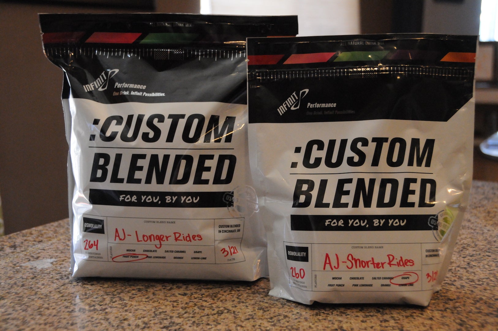 Custom blends from Infinit Nutrition.