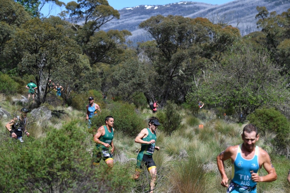 Athletes compete at the 2016 Snowy Mountains ITU Cross Triathlon World Championships. Photo: Delly Carr/Triathlon.org