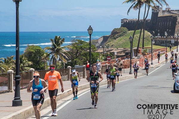 Athletes return from one of the toughest parts of the run course.