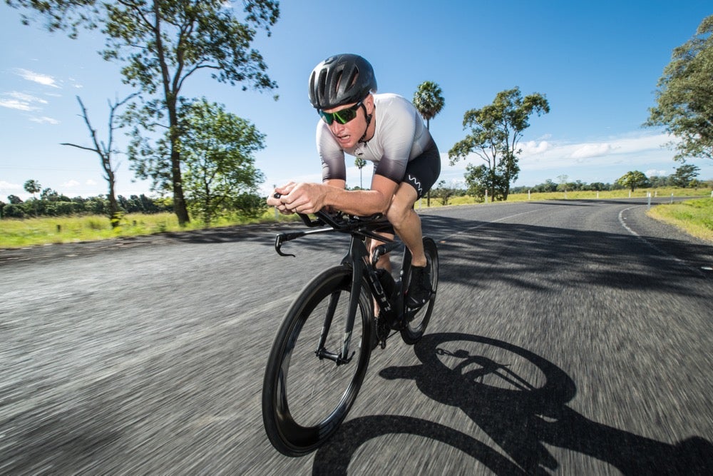 Luke McKenzie wearing WYN republic's signature sleeved tri suit. Photo provided by WYN republic. 