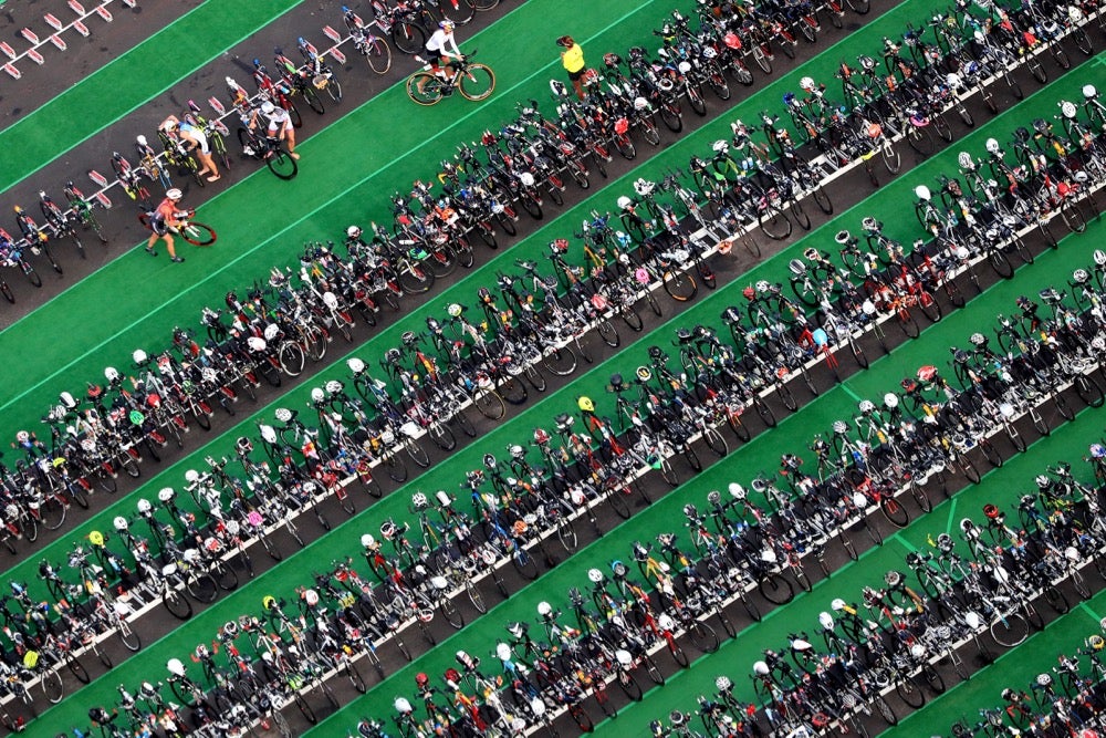 Bikes on the pier during the 2016 Ironman World Championship. Photo by Tom Pennington/Getty Images for Ironman