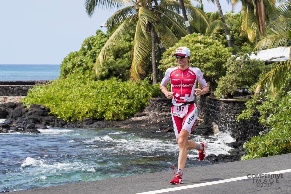 Daniela Ryf (SUI) on the run heading out toward the Ali'i turnaround