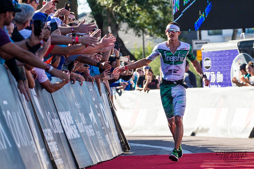 Not his fastest Ironman time, but Sanders is a three-time Ironman Arizona champion. Photo: Paul Phillips/Competitive Image/<a href=http://twitter.com/compimpagephoto>@Compimagephoto</a>