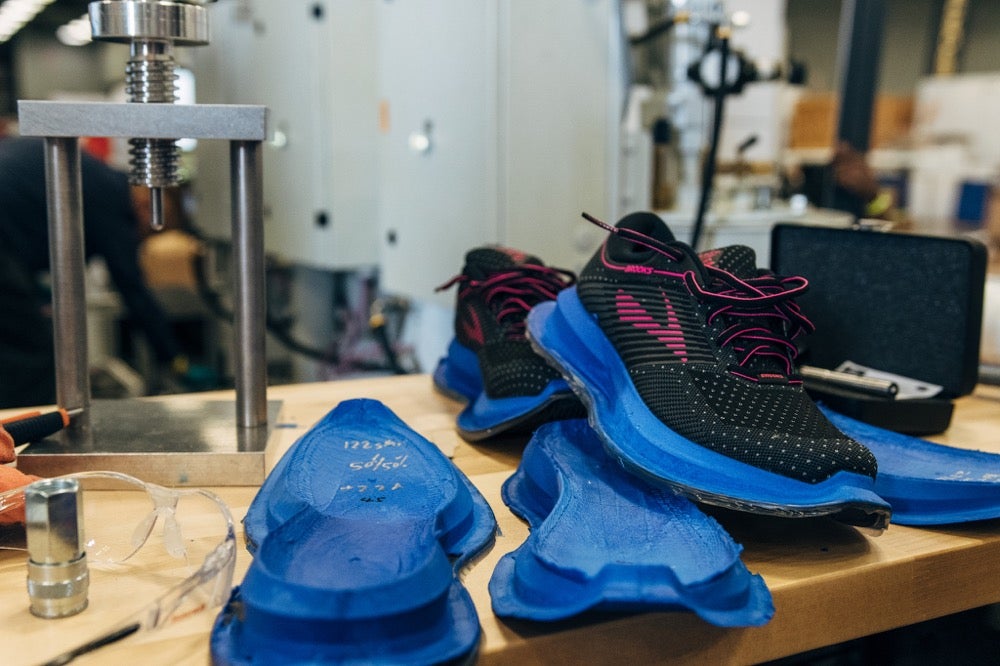 A demonstration of the customized footwear from Brooks, HP, and Superfeet. Photo provided by Brooks.