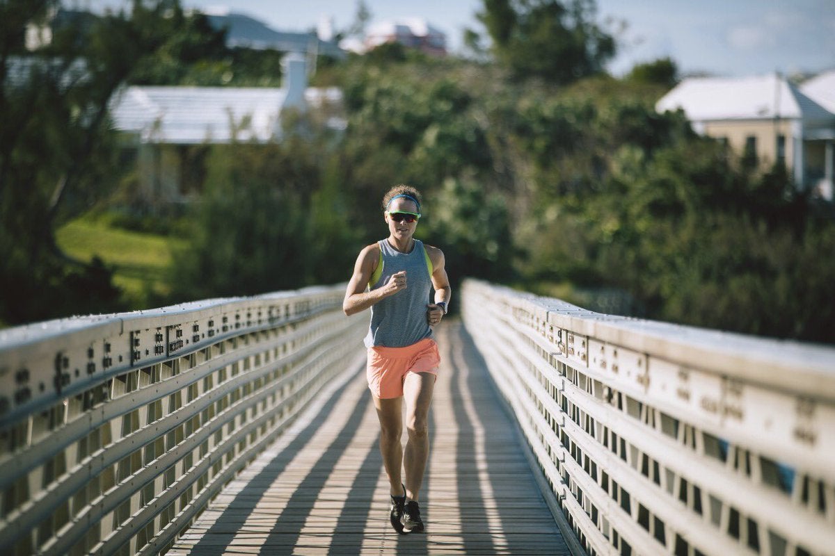 Two-time ITU world champion Flora Duffy runs in her home country of Bermuda. Photo: Etienne Van Rensburg