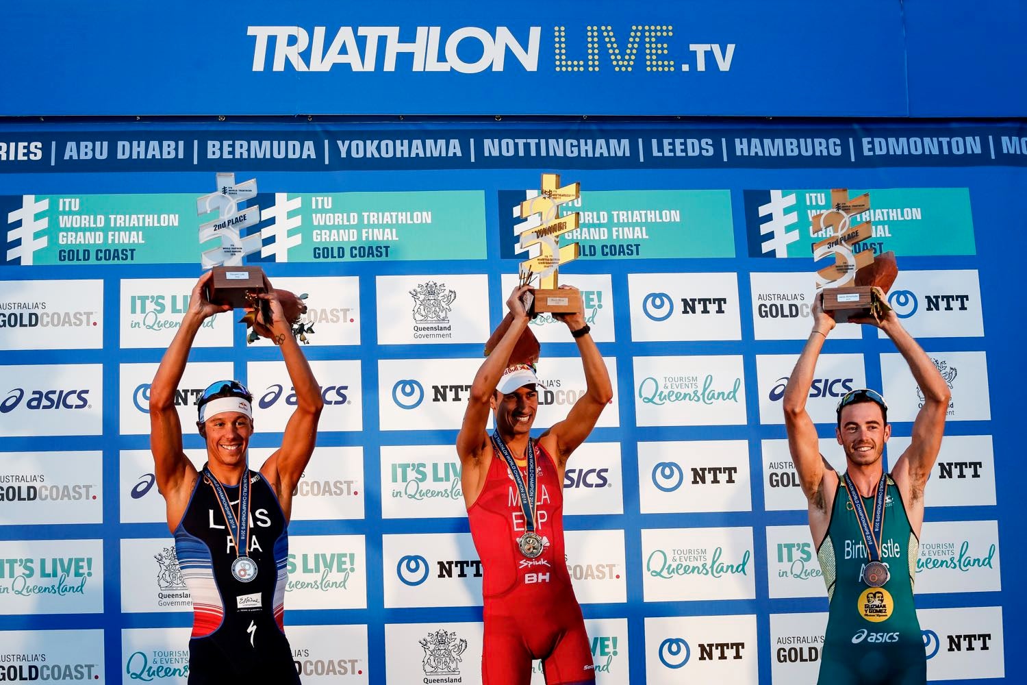 The world championship podium. Photo: Wager Araujo/Triathlon.org