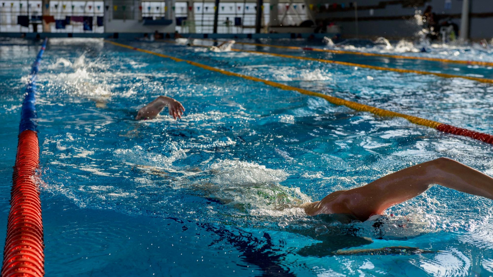 swim workout with friends