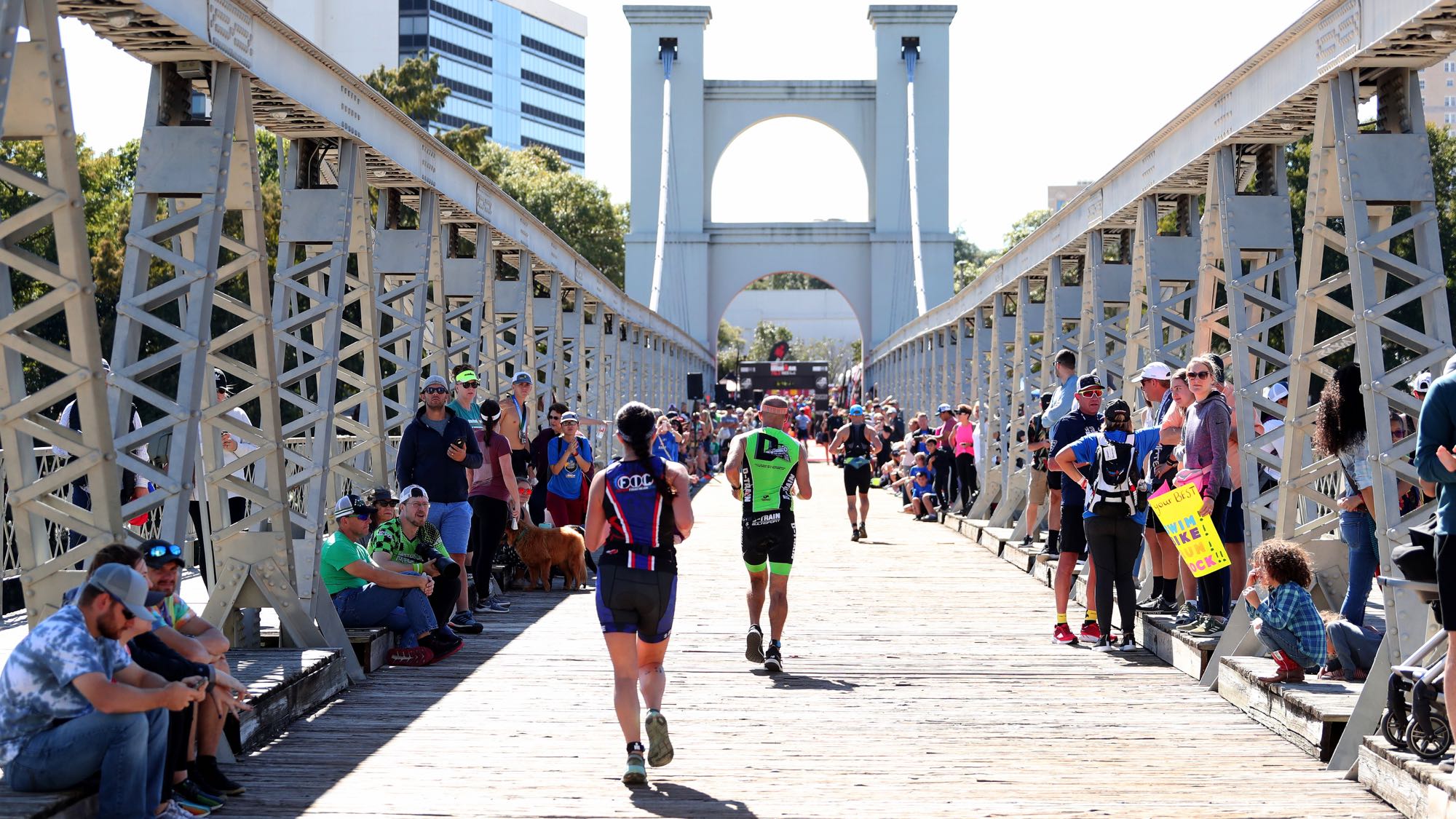 WACO, TEXAS - OCTOBER 27: Athletes compete in the run portion during the IRONMAN 70.3 Waco event on October 27, 2019 in Waco, Texas. (Photo by Tom Pennington/Getty Images for IRONMAN)
