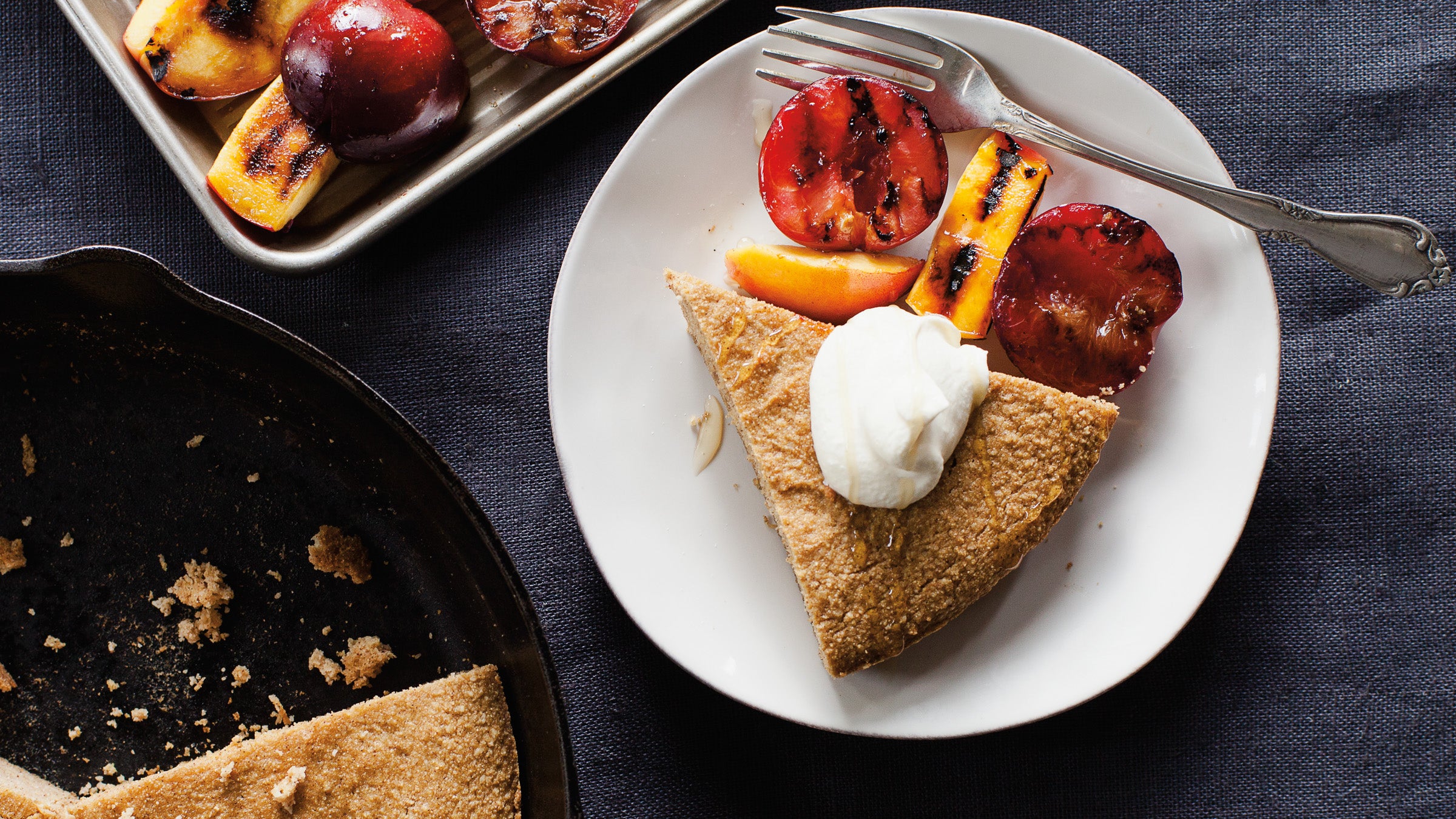 Almond Cornbread with Grilled Fruit