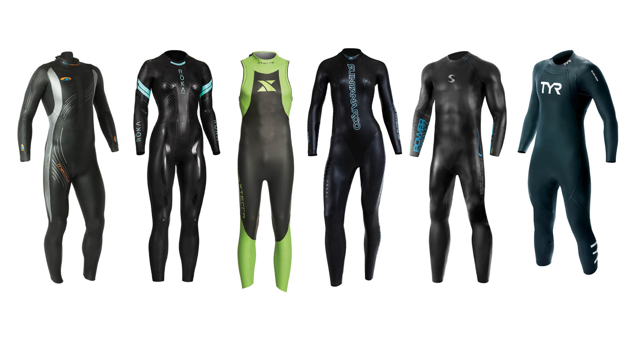 Six wetsuits