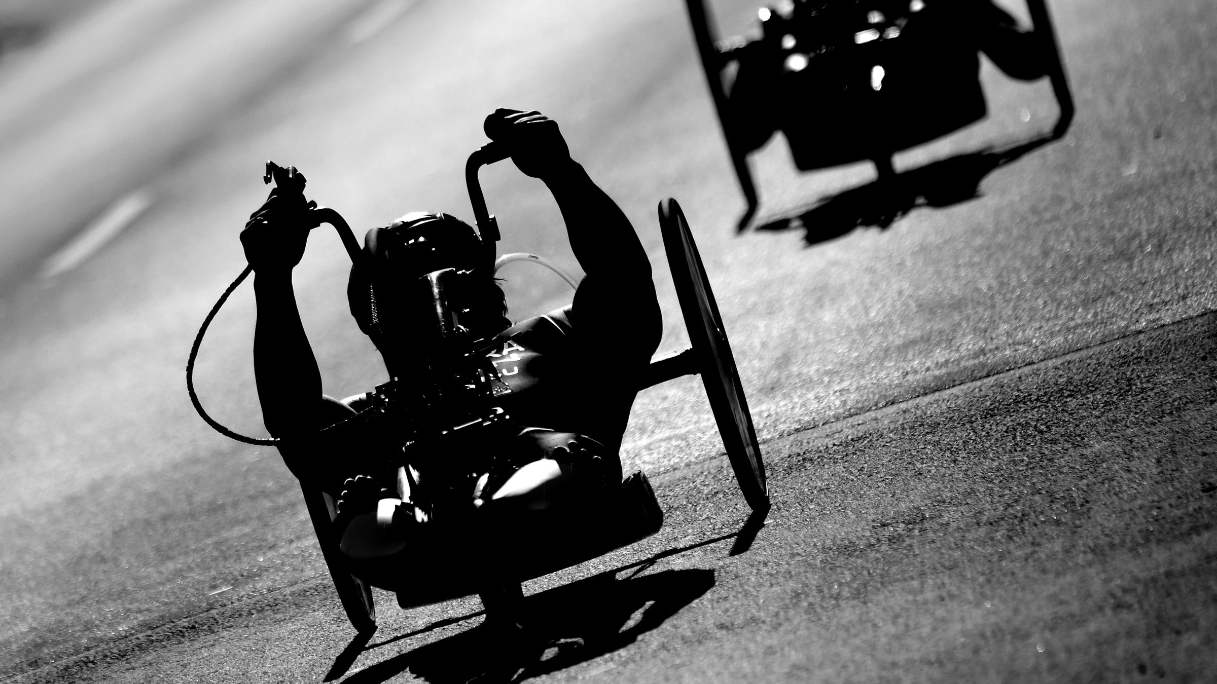 Wheelchair athletes racing during the 2020 Devonport ITU World Paratriathlon Series on February 29, 2020 in Devonport, Australia.