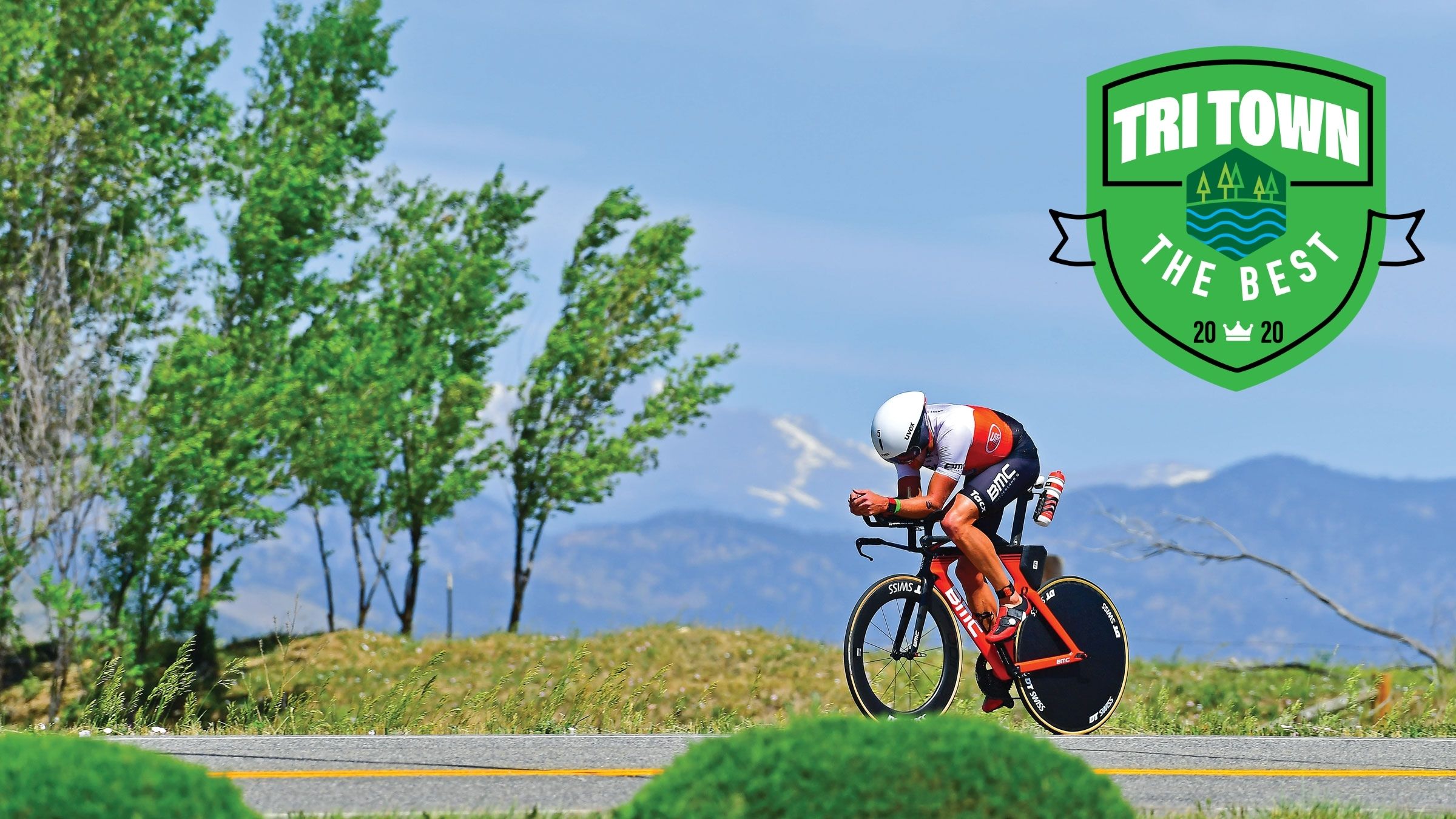An athlete competes at Ironman Boulder.
