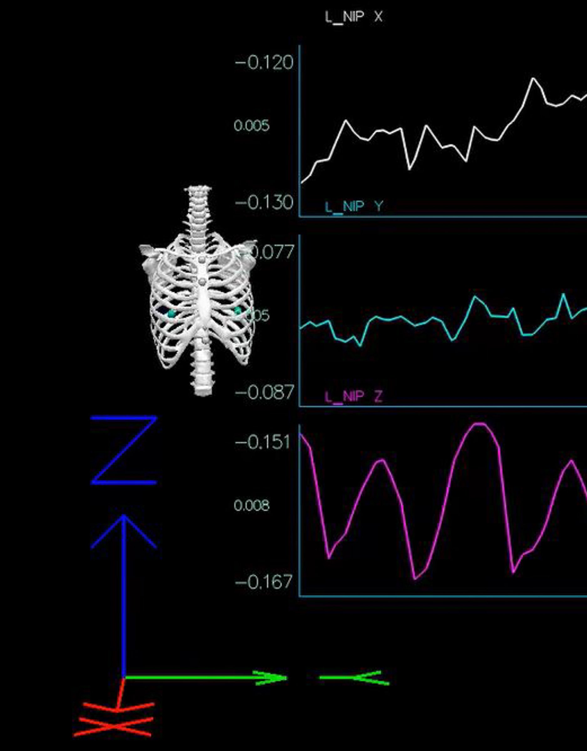 Sports bra motion testing 3D graph