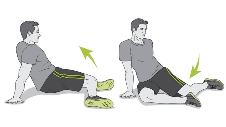 Man performing crab hip rotation