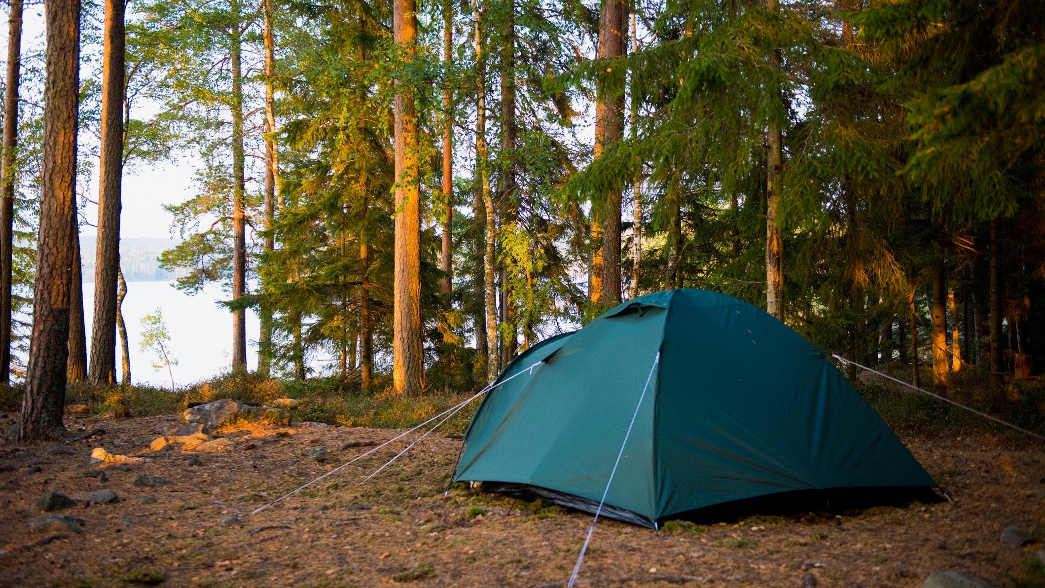 Athletes camp at a triathlon.