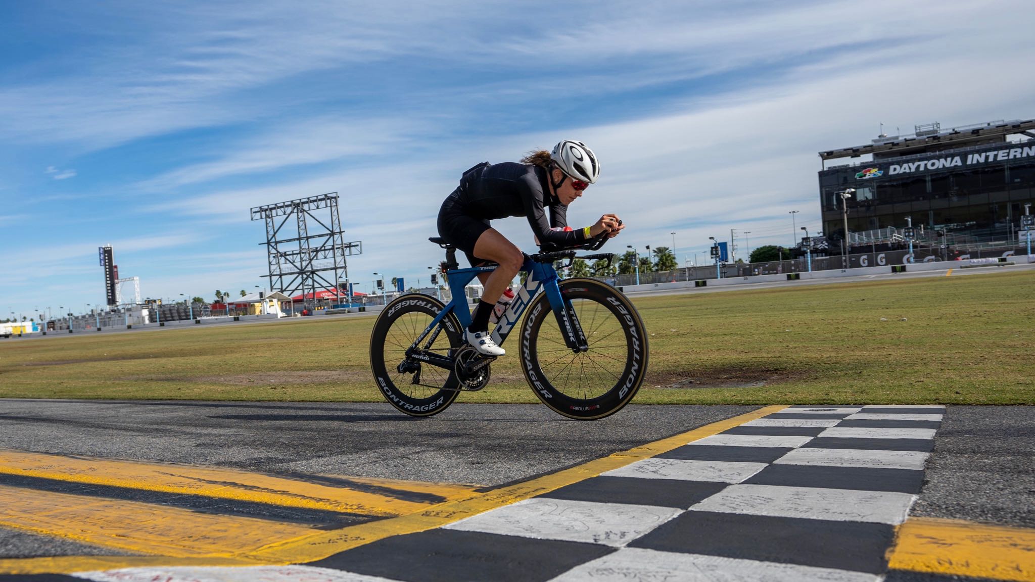 Athletes prepare for the race on the Challenge Daytona race course.